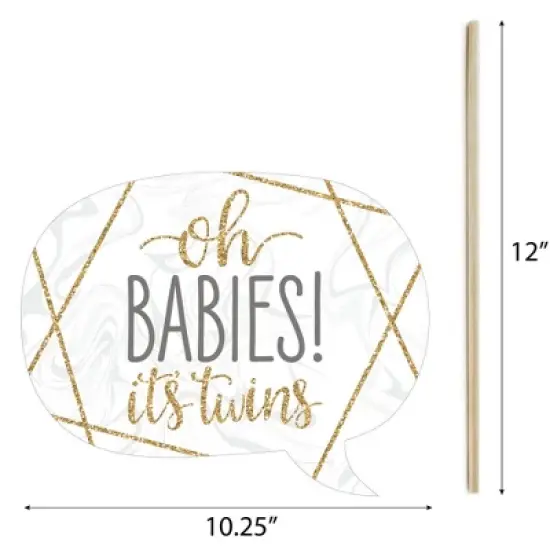 Big Dot of Happiness It's Twins - Gold Twins Baby Shower Photo Booth Props Kit - 20 Count image {4}