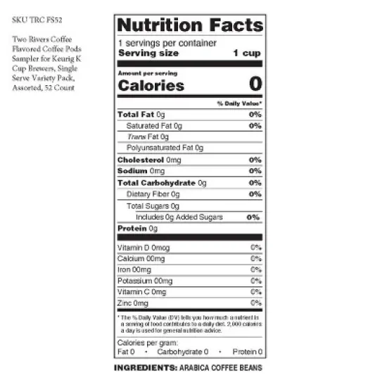 Two Rivers Coffee Pods, 2.0 Keurig K-Cup Compatible,Variety Flavored Coffee Sampler, 52 Count image {2}