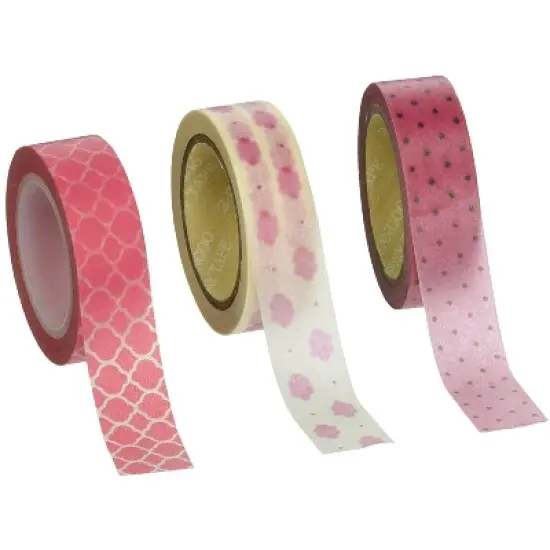 Wrapables Pretty in Pink Japanese Washi Masking Tape (Set of 3) image {1}