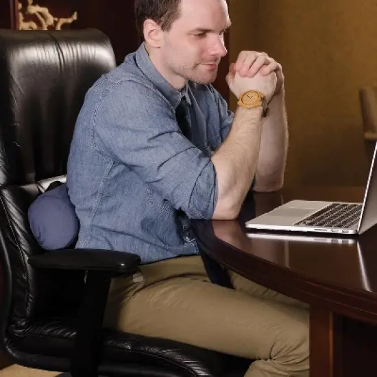 DMI Lumbar Roll Back Support Cushion Pillow - Foam Lumbar Cushion with Cover and Strap, Navy image {3}