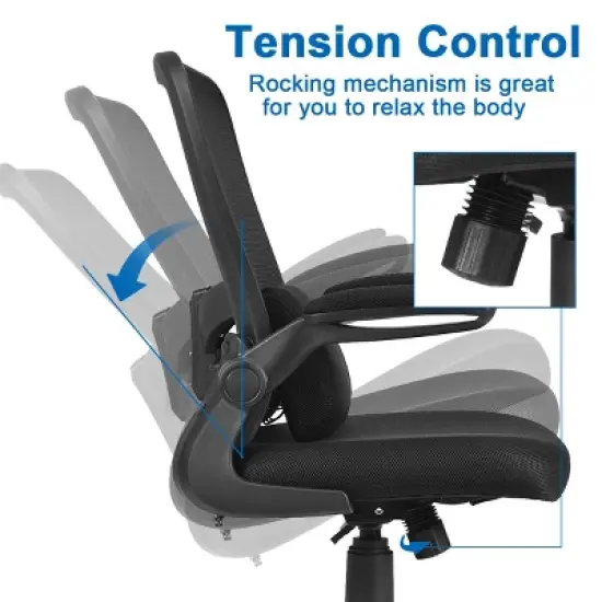 Costway  Mesh Office Chair Adjustable Height&Lumbar Support Flip up Armrest Black image {7}