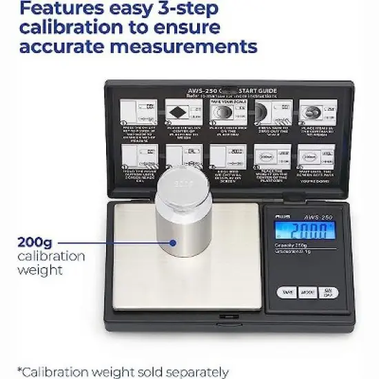 American Weigh Scales AWS Series Digital Portable Lightweight Pocket Weight Scale 250G x 0.1G - Great For Baking image {4}