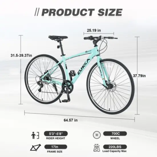 Aukfa  7-Speed Hybrid Bike - Aluminum Frame, Dual Disc Brakes, 700C Wheels - Men/Women's City Bicycle,Multiple Colors image {5}
