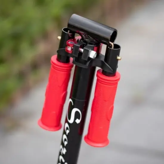 Soozier Folding Kick Scooter for 12 Years and Up for Adults and Teens, Push Scooter with 3-Level Height Adjustable Handlebar, Red image {5}