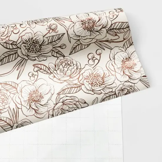 Foil Peonies Gift Wrapping Paper - Spritz&trade; image {2}
