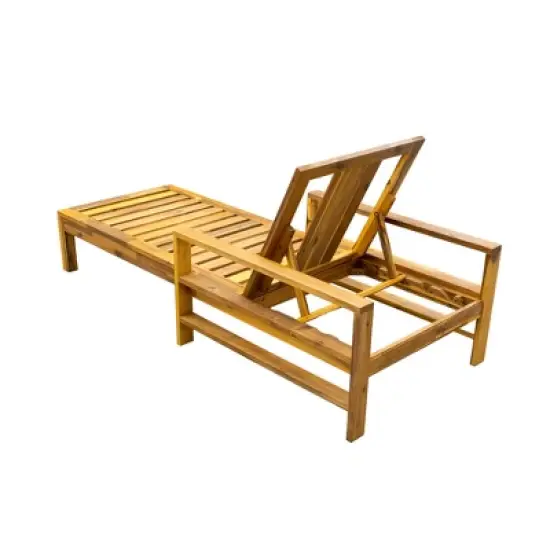 Wood Adjustable Backrest Outdoor Lounge Chair, Suitable for Gardens, Terraces and Poolside Areas image {3}