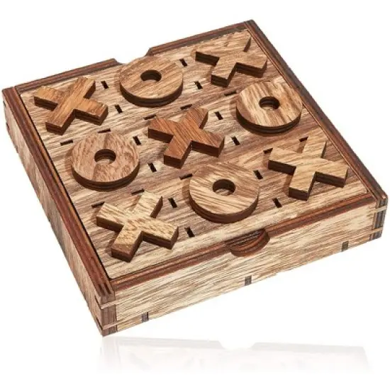 Infinite Curiosity 2 Pack Wooden Tic Tac Toe Board Game, 10 Piece Games, 5.5 x 1.15 in. image {2}