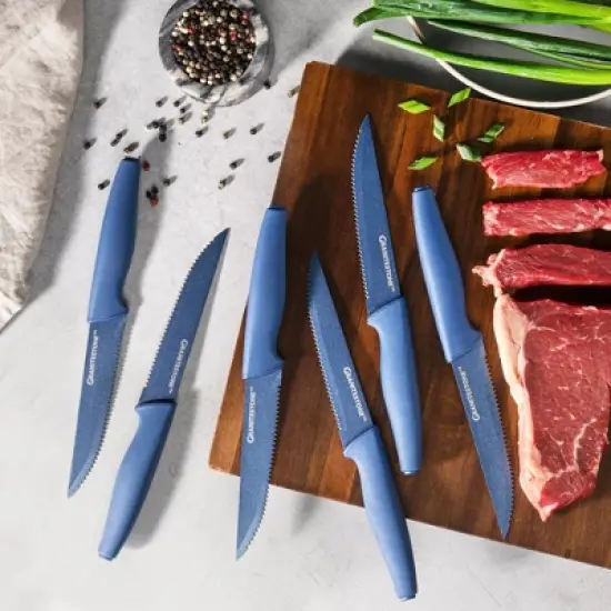 Granitestone NutriBlade 6 Piece Blue Steak Knives with Easy Grip Handle image {2}