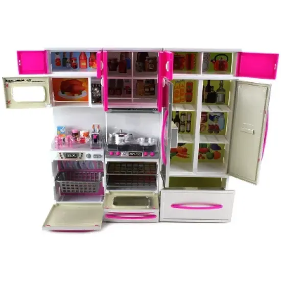 Link Little Princess Modern Kitchen Mini  Kitchen Playset Comes With Refrigerator, Stove, And Microwave image {1}