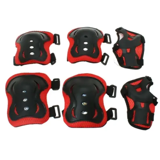 Unique Bargains Skating Bike Skateboard Sports Protective Palm Wrist Elbow Knee Support Brace Set Protective Pads Red Black 5.9" x 4.3" image {4}