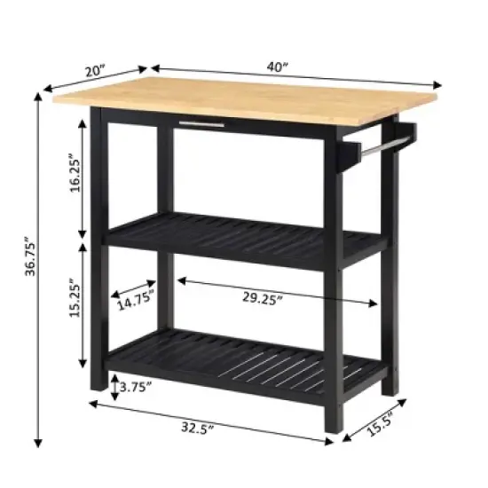 Designs2Go 3 Tier Butcher Block Kitchen Prep Island with Drawer - Breighton Home image {9}