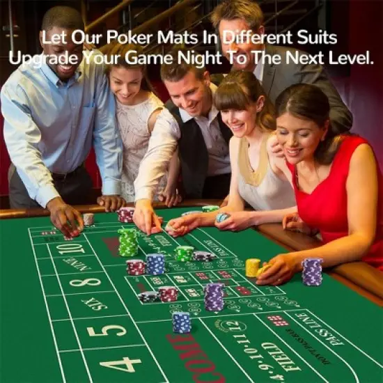70'' X 35'' Upgraded Waterproof Craps Mat, Non-Slip Rubber Blackjack Mat, Poker Table Top with Carrying Bag, Craps Table for Game Night, Parties,Home image {1}