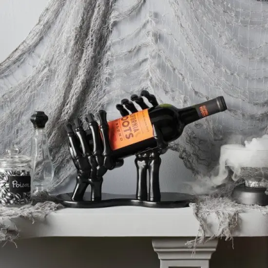 Black High Gloss Resin Halloween Wine Bottle Holder - Hyde & EEK! Boutique&trade; image {2}