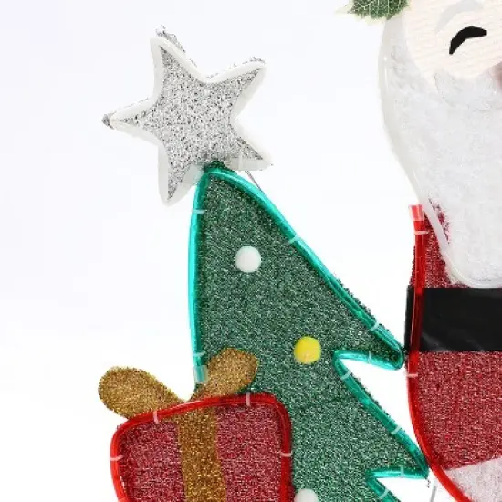 LuxenHome Santa on Peppermint Bike Lighted Holiday Decoration Multi-Color image {11}