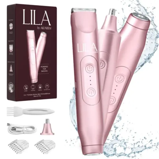 LILA by AKUNBEM Glow G1 Pro 3-in-1 Women's Bikini Trimmer, Facial Shaver & Nose Hair Trimmer - Waterproof, Portable, with USB Charging image {8}
