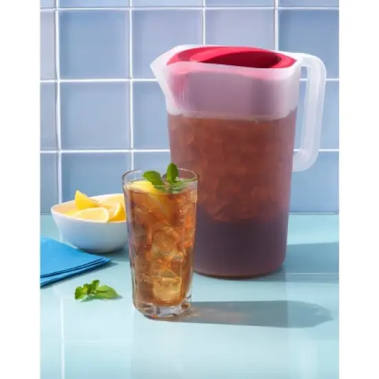 GoodCook Plastic Pitcher with 4 Way Lid - 1 Gallon - Red image {3}