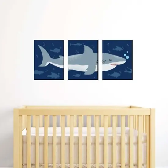 Big Dot of Happiness Shark Zone - Nursery Wall Art, Kids Room Decor and Jawsome Shark Home Decoration - Gift Ideas - 7.5 x 10 inches - Set of 3 Prints image {1}