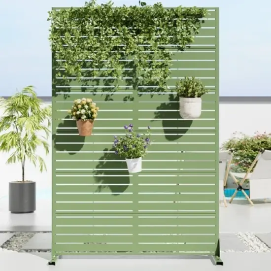Lirago 72 in. Galvanized Metal Outdoor Privacy Screens Garden Outdoor Fence Green image {8}
