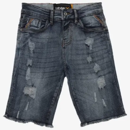 RAW X Toddler Slim Fit Distressed Denim Cut Off Shorts, Kids Fashion Rips Stretch Washed Jean Shorts image {6}