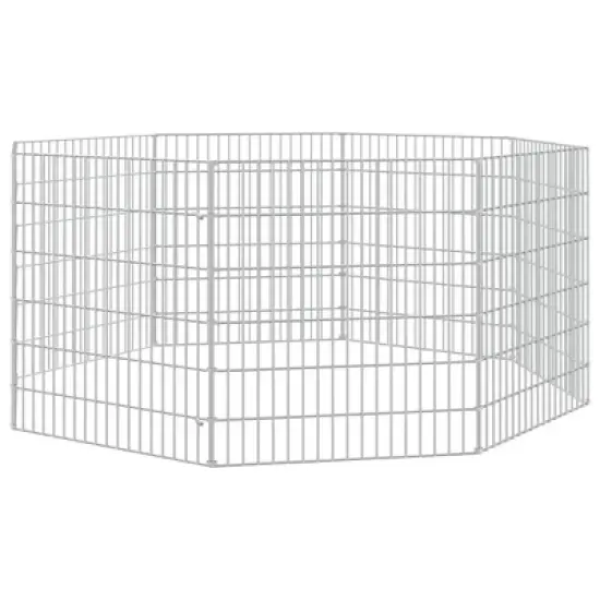 vidaXL Animal Enclosure Silver Galvanized iron Adjustable size - 21.3" x 23.6" 8-panel image {8}