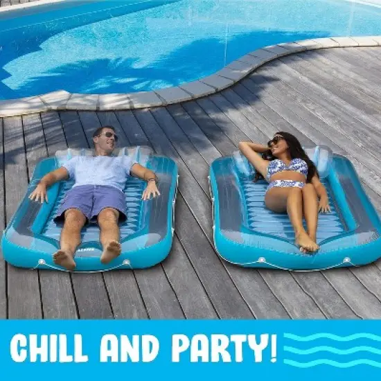 Inflatable Tanning Pool Lounge Float | Tanning Pool Float | Personal Pool Lounger | Tanning Pool with Pillow | Inflatable Tanning image {3}