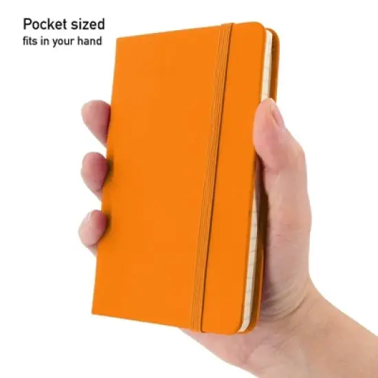 Simply Genius A6 Pocket Size Mini Notebooks with Hardcover - 124 pages (3.7" x 5.7") with Inner Pocket (Orange, 3 Pack) image {4}