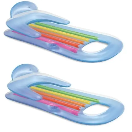 Intex 58802EP Inflatable King Kool Swimming Pool Lounge Raft Blue 2-Pack image {1}