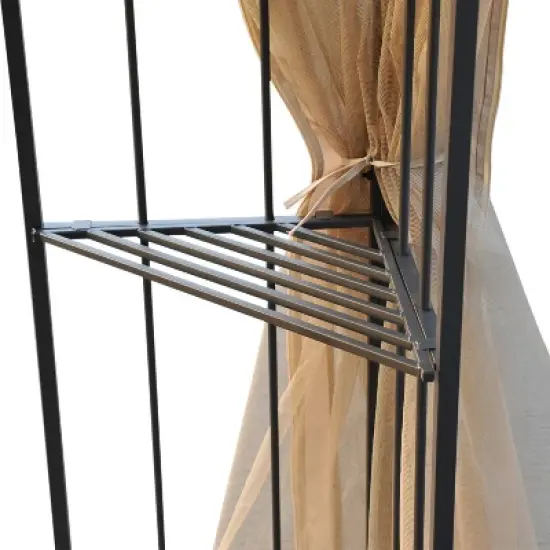 Outsunny 10' x 10' Steel Outdoor Patio Gazebo Canopy with Removable Mesh Curtains, Display Shelves, & Steel Frame image {5}