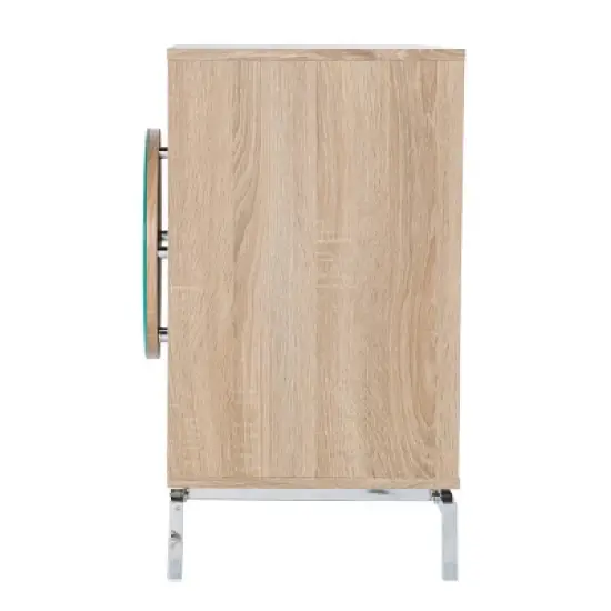 Befail Bar Cabinet with Wine Storage Natural/Chrome - Aiden Lane image {2}