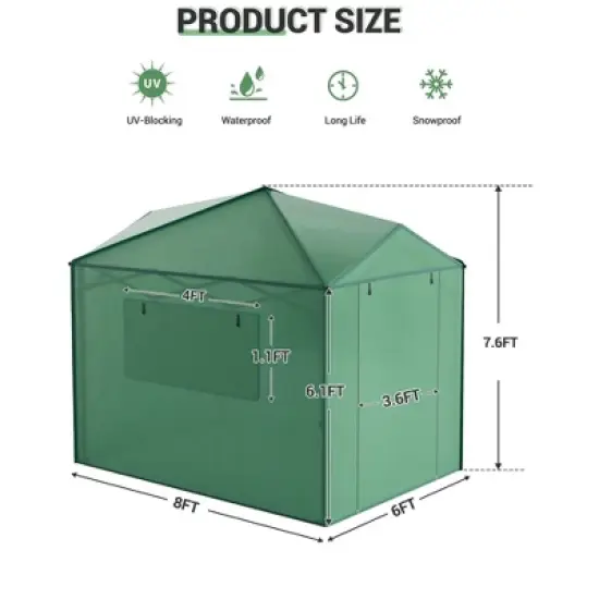 Portable Greenhouse, Instant Pop-Up Plant Gardening Green House Canopy, Outdoor Grow Tent with Zippered Doors, Roll-Up Side Windows image {1}