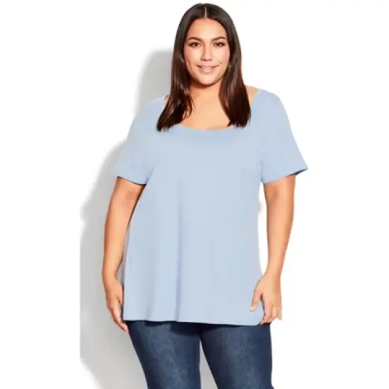 Women's Plus Size Swing Trim T-Shirt  - Chambray Blue | AVENUE image {3}