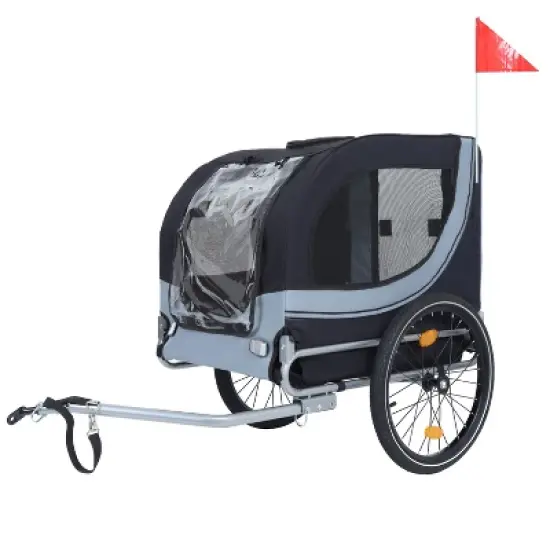 Aukfa Folding Dog Bike Trailer: 120LB All-Terrain Pet Carrier with Reinforced Steel Frame - Ideal for Cycling, Jogging, Camping & Outdoor Adventures image {6}
