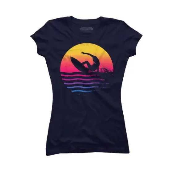 Junior's Design By Humans Surfer Waves By clingcling T-Shirt image {5}