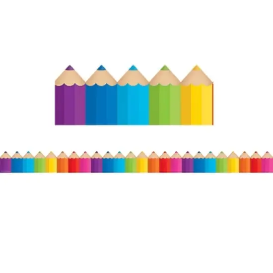 Teacher Created Resources&reg; Colored Pencils Die-Cut Border Trim, 35 Feet Per Pack, 6 Packs image {1}