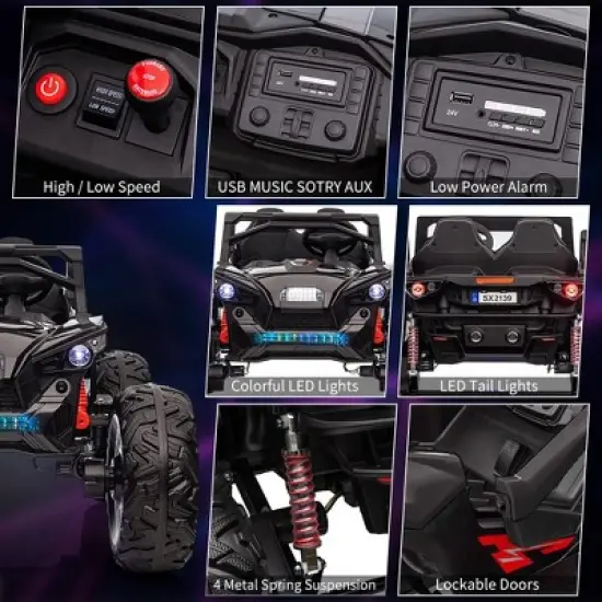 24V 2Seats Ride on UTV with Remote Control, 17" Extra Large EVA Wheels & 20.5&ldquo; Wide Seat 4WD Electric Vehicle image {4}