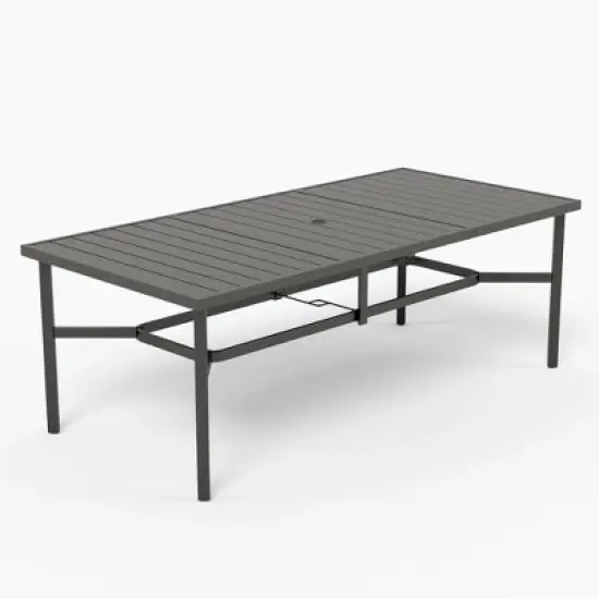Captiva Designs 1pc Outdoor Patio Dining Spacious Rectangle Black Metal Table with Steel Frame image {5}