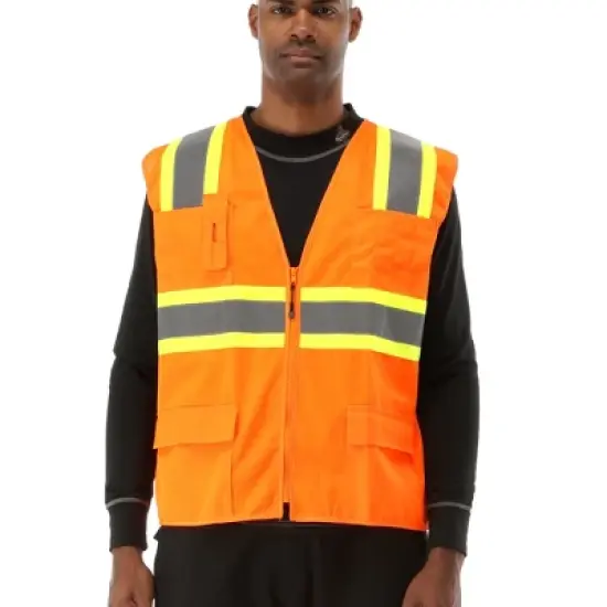 RefrigiWear Hi Vis Safety Orange Work Vest image {1}