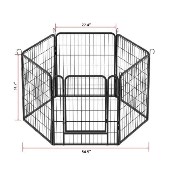 Akoasm 31.7 inch 6 Panels Heavy Duty Metal Dog Exercise Fence With Door For All Sizes Dogs-Black image {1}