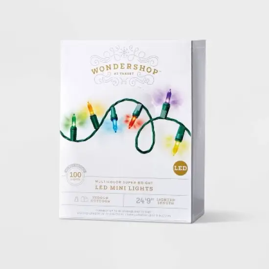 100ct LED Super Bright Mini Christmas String Lights Multicolor with Green Wire - Wondershop&trade; image {3}