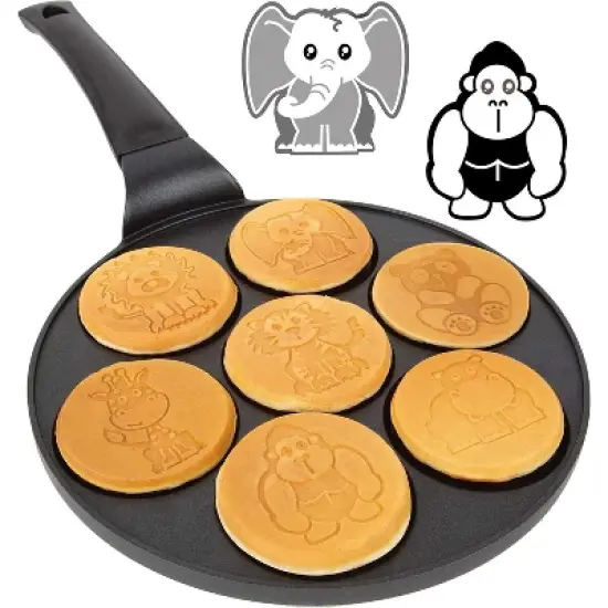 Animal Mini Pancake Pan - Make 7 Unique Flapjack Zoo Animals, Including a Elephant, Giraffe and More- Pancake Griddle for Breakfast Fun & Easy Cleanup image {5}