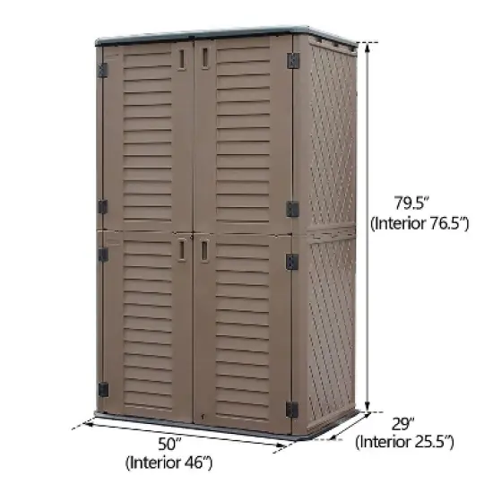 WELLFOR 380 gal Vertical Cabinet Deck Box Brown image {3}