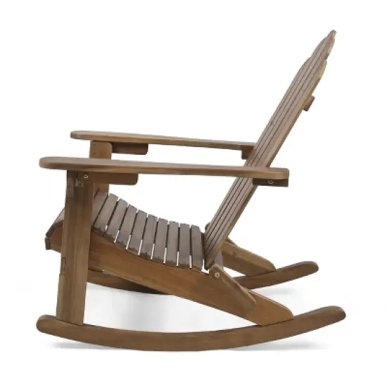 GDFStudio Cara Outdoor Acacia Wood Adirondack Rocking Chair image {6}
