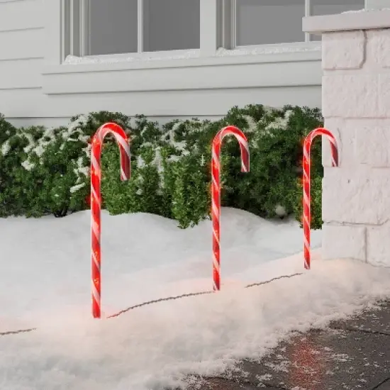 3pc LED Candy Cane Christmas Novelty Path Lights - Wondershop&trade; image {1}