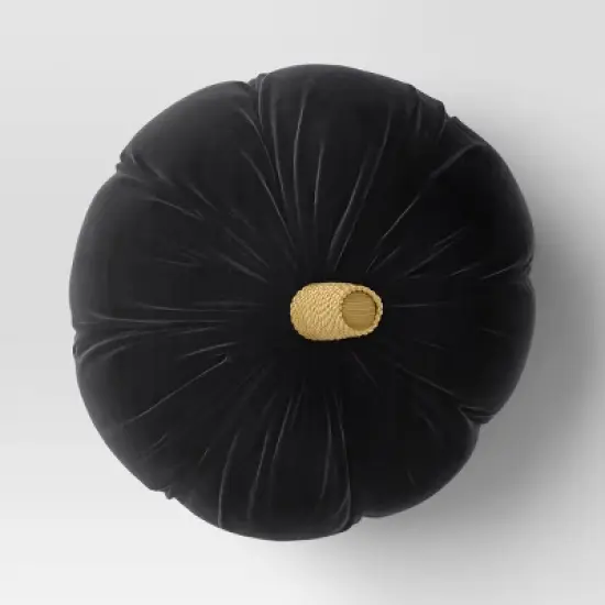 Shaped Velvet Pumpkin Black - Threshold&trade;: Halloween Novelty Plush Throw Pillow, Indoor Decor, Polyester Fill image {2}
