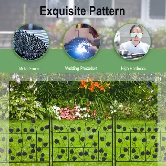 Artloge 5PCS Heavy Duty Metal RustProof Garden Panels Outdoor Yard Backyard Border Edging Fence for Landscaping Animal Barrier image {6}