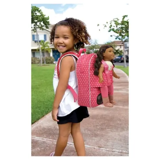 Badger Basket Doll Travel Backpack with Plush Friend Compartment - Star Pattern image {1}