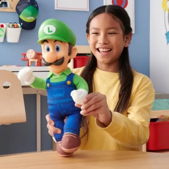 Nintendo The Super Mario Bros. Movie Luigi Poseable Plush image {4}