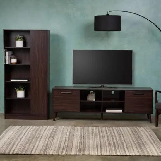 2pc Daru Mid-Century Entertainment Center Set Walnut - Christopher Knight Home image {1}