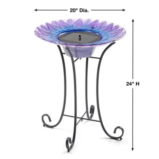 Smart Solar 25.2" Bell Flower Solar Bird Bath image {5}