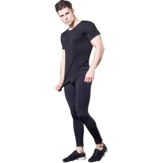 Anna-Kaci Active Men's V-Neck Short Sleeve Athletic Shirt with Stretch Fabric and Fitted Silhouette image {4}